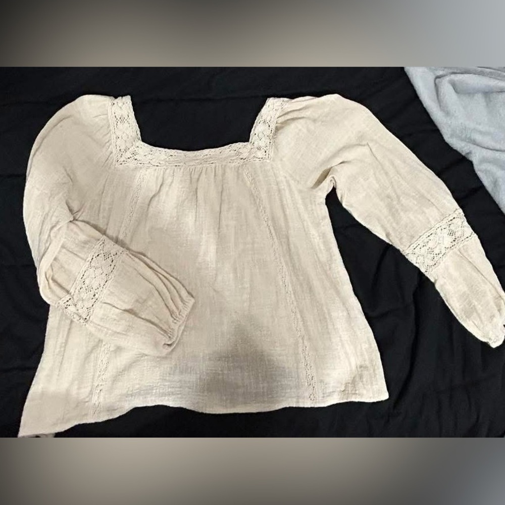 Love Riche Cream Smocked Off-the-Shoulder Sweater